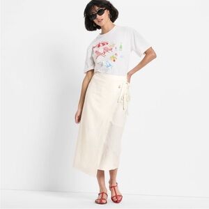Mid-Rise Linen Midi Wrap Skirt Future Collective Target White